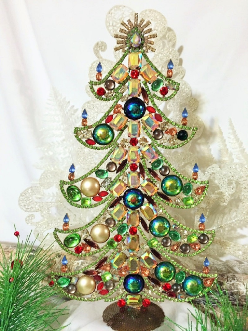 Vintage Czech Crystal & Rhinestone Christmas Trees