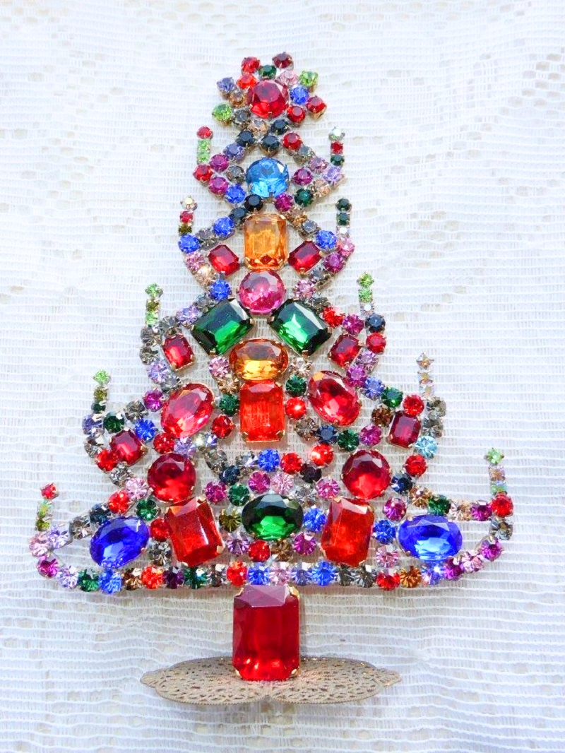 Vintage Czech Crystal & Rhinestone Christmas Trees