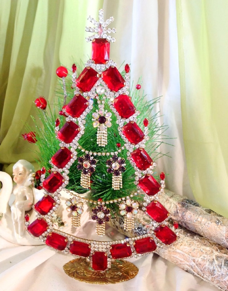 Vintage Czech Crystal & Rhinestone Christmas Trees